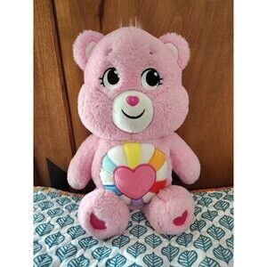 Basis Fun 2021 CARE BEARS HOPEFUL HEART Pink Bear Stuffed Animal Plush Toy 14"